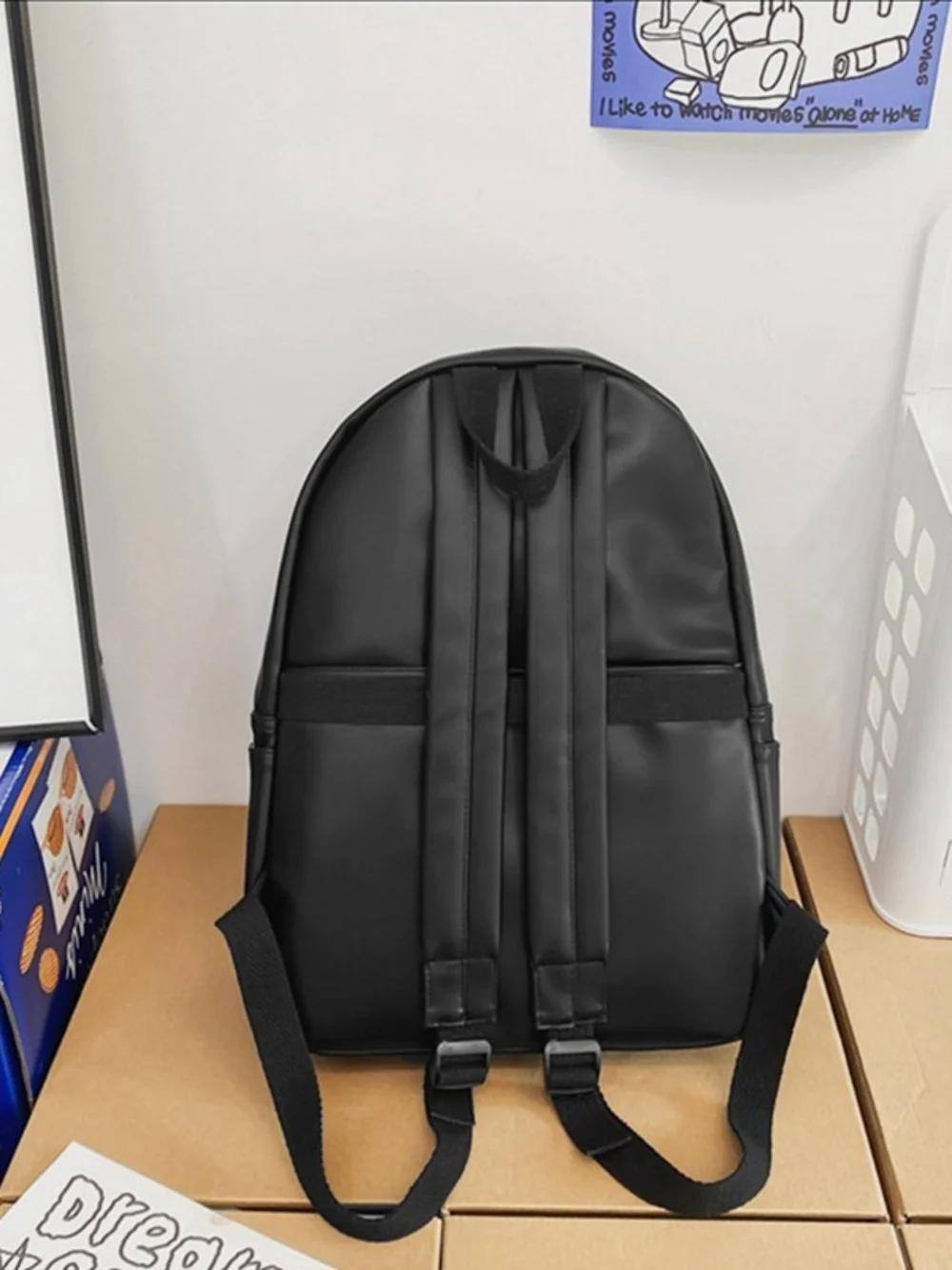Men's Black Tactical Backpack with Buckle Straps